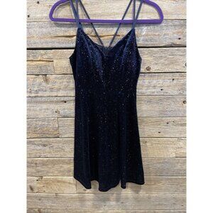Honey and Rosie Women's Glitter Velvet Mini Above Knee Navy Blue Dress Size XS